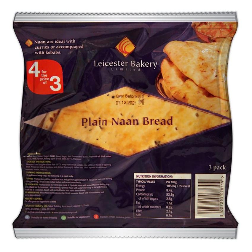 Leicester Bakery Plain Naan Bread